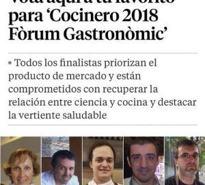 20/10/2018 Cuiner/a 2018 Fòrum Gastronòmic